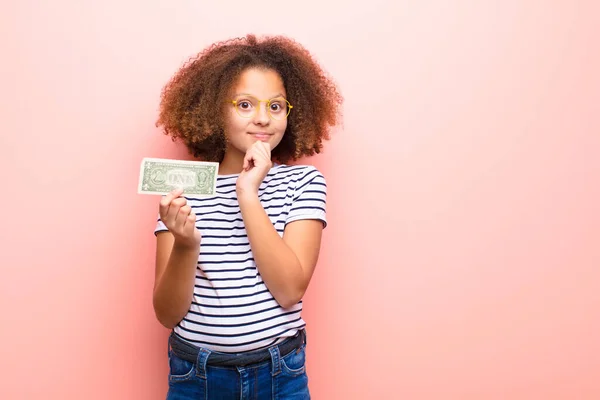 African American Little Girl Flat Wall Dollar Banknotes — Stock Photo, Image