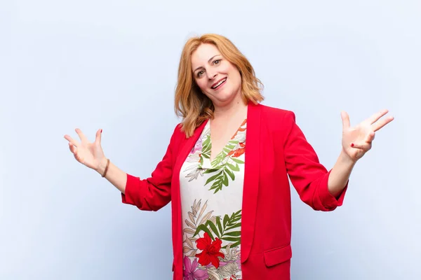 Middle Age Woman Looking Happy Arrogant Proud Self Satisfied Feeling — Stock Photo, Image