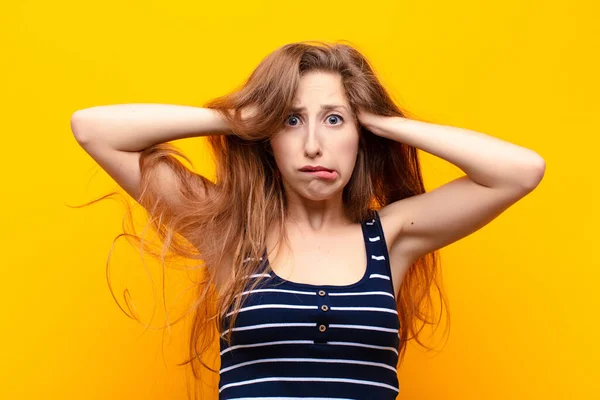Yound Blonde Woman Feeling Frustrated Annoyed Sick Tired Failure Fed — Stock Photo, Image