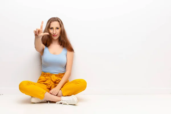 Yound Blonde Woman Smiling Looking Friendly Showing Number Two Second — Stock Photo, Image