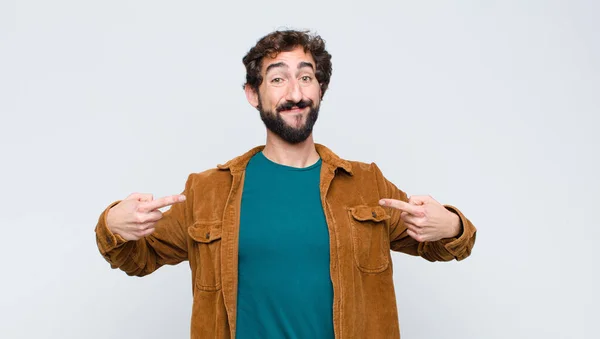 Young Handsome Man Looking Proud Positive Casual Pointing Chest Both — Stock Photo, Image