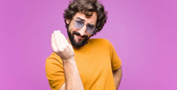 Giovane Pazzo Uomo Fresco Fare Capice Gesto Denaro Che Dice — Foto Stock