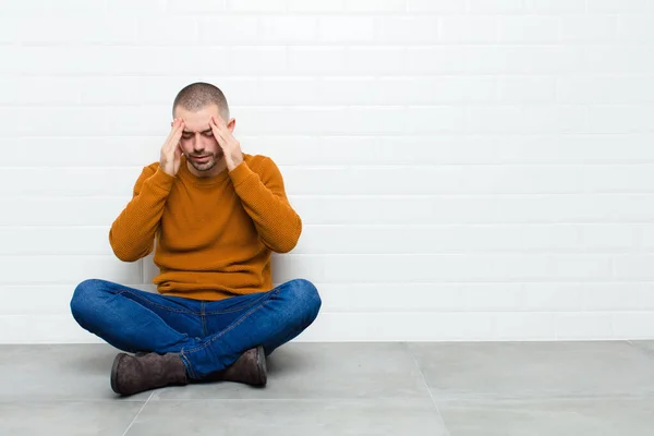 Young Handsome Man Looking Stressed Frustrated Working Pressure Headache Troubled — Stock Photo, Image