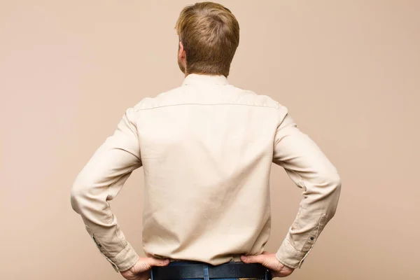 Young Blonde Man Feeling Confused Full Doubts Questions Wondering Hands — Stock Photo, Image