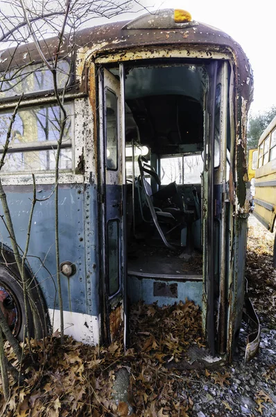 Old bus in junkyard