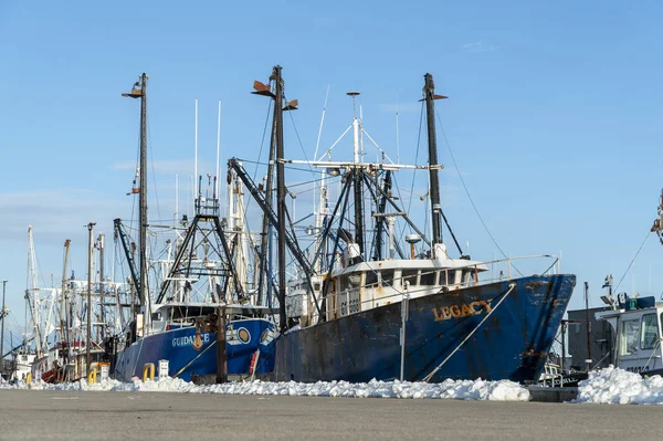 Docked fishing boats in New Bedford