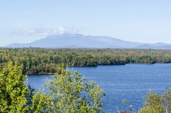 View from the Cole Overlook across Salmon Stream Lake toward Mount Katahdin in Baxter State Park, the northern end of the Appalachian Trail. The overlook is on the northbound side of I-95 at mile marker 252.