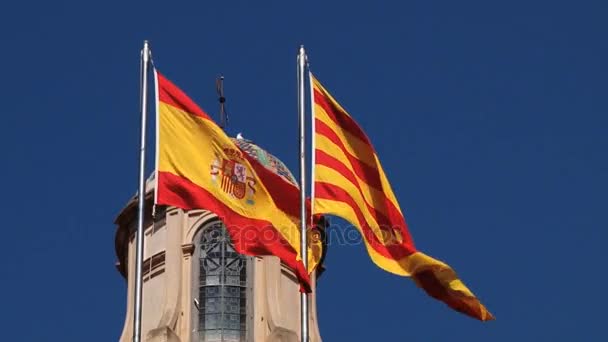 시청 바르셀로나, 스페인에서 건물의 지붕에서 담 뱃 갑 파. — 비디오