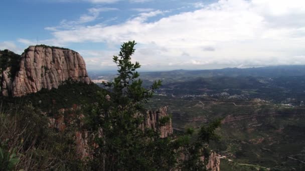 Visa till landskapet från bergen Montserrat, Spanien. — Stockvideo