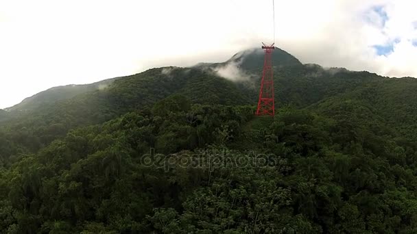 PURTO PLATA, DOMINICAN REPUBLIC  NOVEMBER 04, 2012: View to the tropical forest from the moving cable car gondola in Puerto Plata, Dominican Republic. — Stock Video