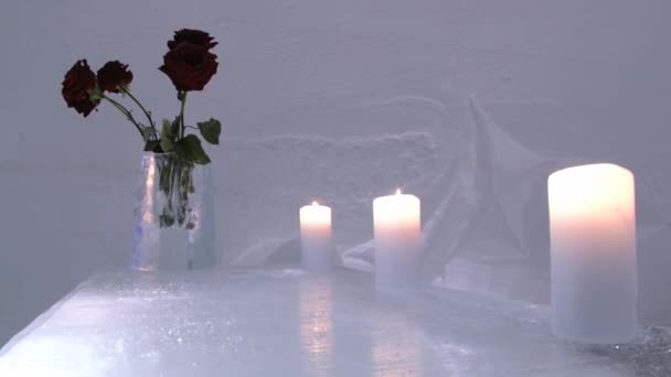 Interior of the ice chapel in Saariselka, Finland. — Stock Video