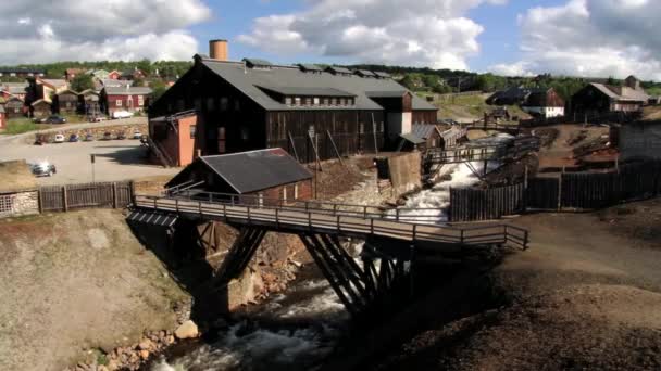 View to the former copper smelter factory in Roros, Norway. — Stock Video