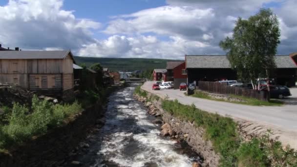 View to the copper mines town of Roros in Roros, Norway — Stock Video