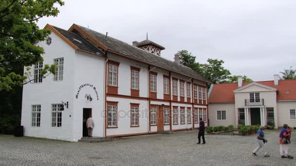 人々 はノルウェー、トロンハイムの楽器博物館を訪問します。. — ストック動画
