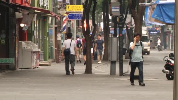 La gente camina por la calle Insadon en Seúl, Corea . — Vídeo de stock