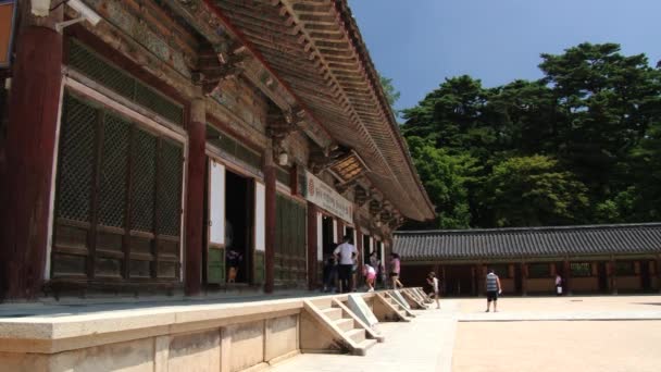 Τουρίστες επισκέπτονται το ναό Bulguksa Gueongju, Κορέα. — Αρχείο Βίντεο