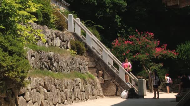Люди відвідують храм Bulguksa у Gueongju, Корея — стокове відео