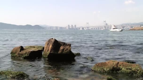 Blick auf die Gwangan-Brücke in Busan, Korea. — Stockvideo
