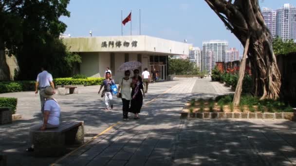 Tourists visit Fortress of Our Lady of the Mount of St. Paul in Macau, China. — Stock Video