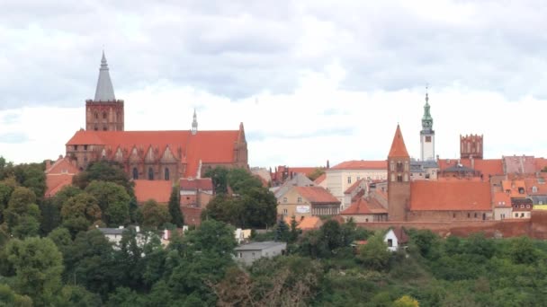 Pohled do středověkého města Helmno, Polsko. — Stock video