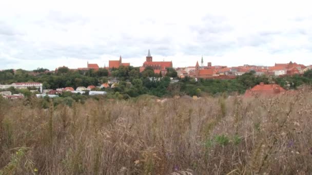 Pohled do středověkého města Helmno, Polsko. — Stock video