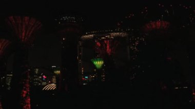 Renkli gece ışık gösterisi, Singapore, Singapur için Bay tarafından bahçeleri için görüntüleyin.