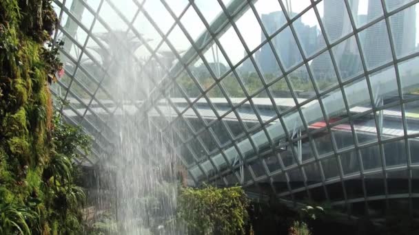 Detalle de la cascada en los Jardines de la Bahía en Singapur, Singapur . — Vídeos de Stock