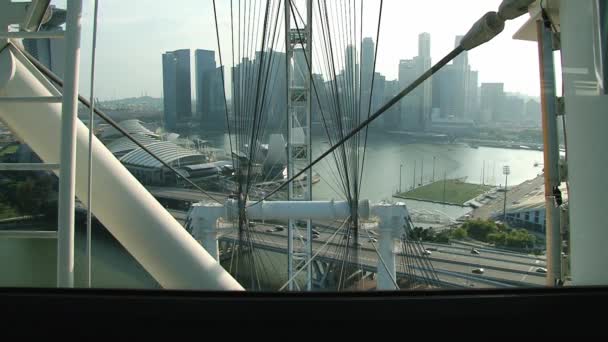 A kabin a Singapore flyer óriáskerék, Szingapúr, Szingapúr-ban Kilátás. — Stock videók