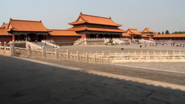 Toeristen bezoeken Gugun paleis in Peking, China. — Stockvideo