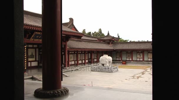 Menschen besuchen die große Wildgans-Pagode in China. — Stockvideo