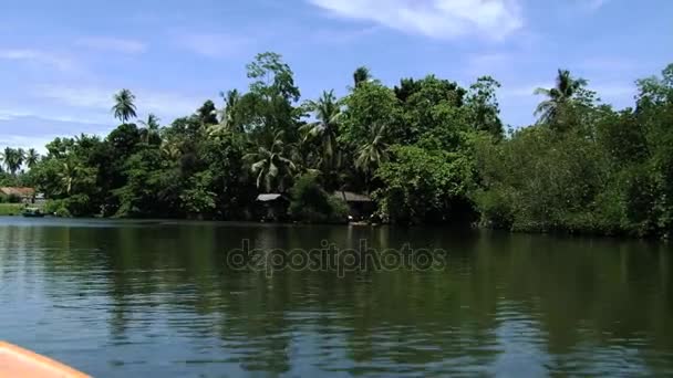 Vista para o rio Madu Ganga a partir do barco turístico em movimento no Sri Lanka . — Vídeo de Stock