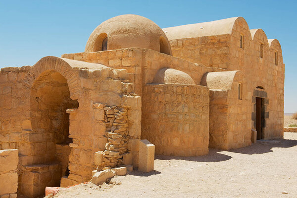 Exterior of the Amra desert castle (Qasr Amra) near Amman, Jordan.