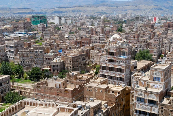 Kijk naar de stad van Sanaa in Sanaa, Yemen. — Stockfoto