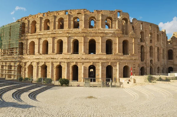 El Djem amfiteátr v El Djem, Tunisko. — Stock fotografie