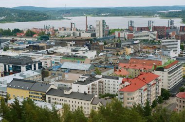 Jyvaskyla, Finlandiya - 01 Eylül 2012: Cityscape Jyvaskyla city, Finlandiya.