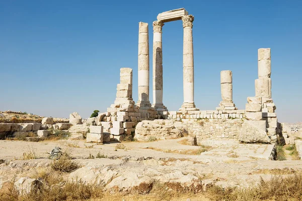 Antiguas Columnas Piedra Ciudadela Ammán Ammán Jordania — Foto de Stock