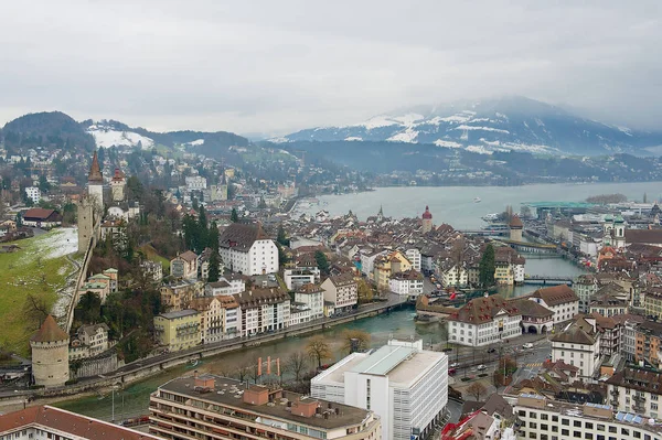 Lucerna Szwajcaria Lutego 2012 Widok Zabytkowej Części Miasta Lucerna Szwajcaria — Zdjęcie stockowe