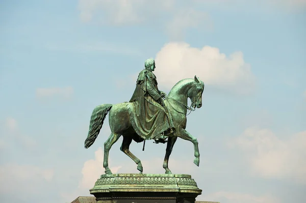 Dresden Germany May 2010 Exterior Equestrian Statue Saxon King Johann — Stock Photo, Image