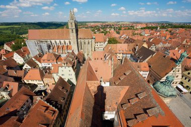 Rothenburg Ob Der Tauber, Almanya - 06 Eylül 2010: Town Hall Tower Rothenburg Ob Der Tauber, Almanya içinde şehrin havadan görünümü.