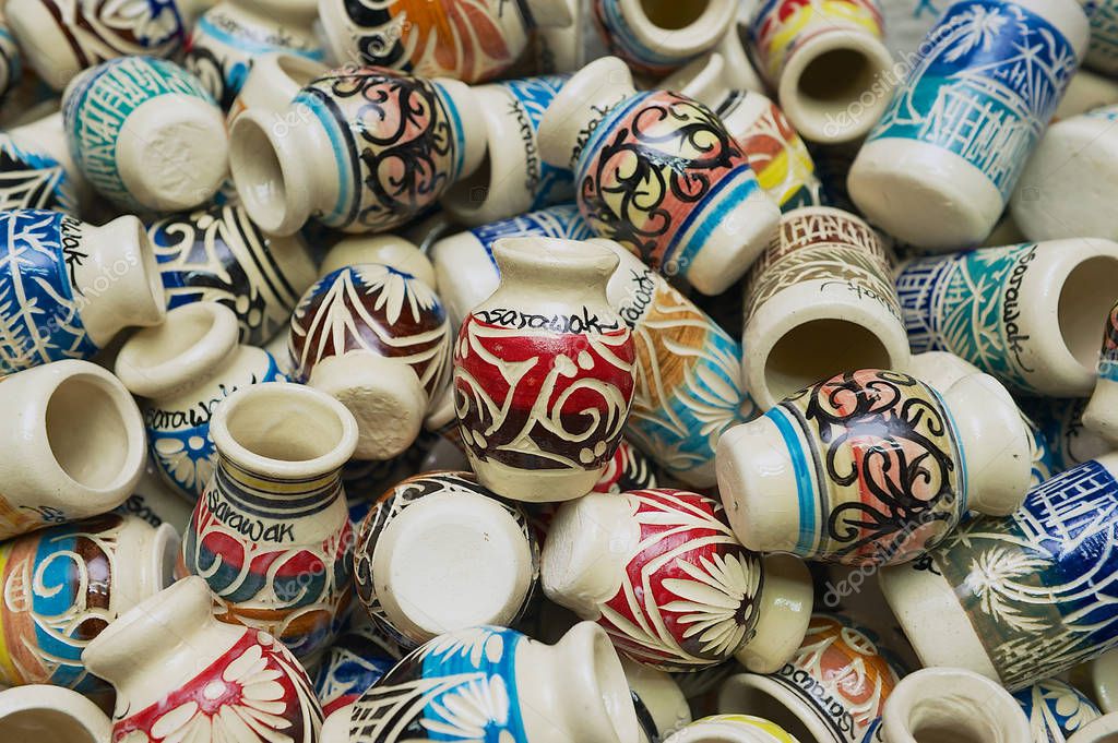 Kuching Malaysia August 2009 Typical Pottery Souvenirs Sarawak Kuching