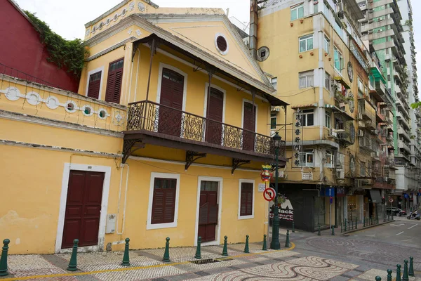 Macau China September 2013 Uitzicht Oude Gebouwen Straat Historische Wijk — Stockfoto