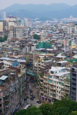 Makao, Çin - 11 Eylül 2013: Makao, Çin şehir Macau konut binalarda görünümüne.