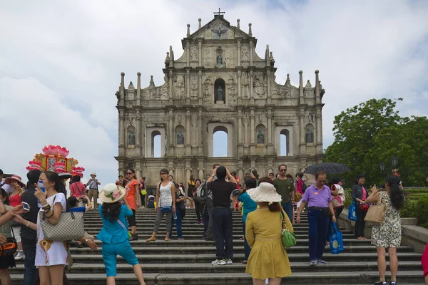 Macau China September 2013 Unbekannte Besuchen Ruinen Der Katholischen Pauls — Stockfoto