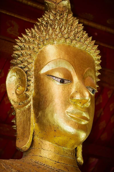 Luang Prabang Laos April 2012 Buddha Statue Head Wat Mai — Stock Photo, Image