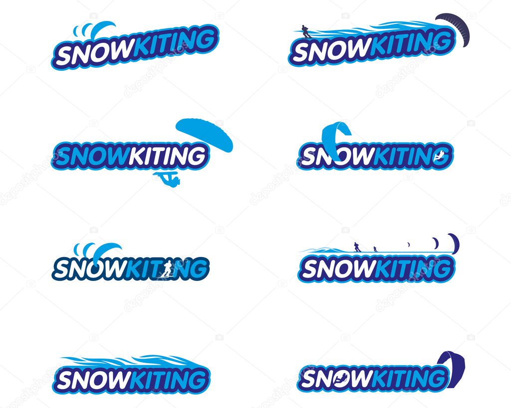 Vector sticker snowkiting