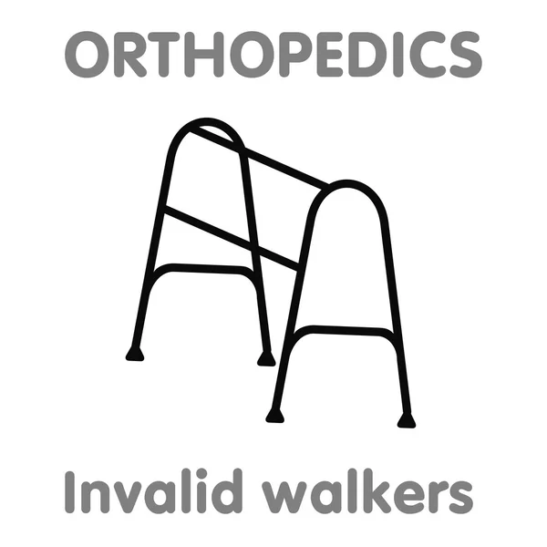 Icône de ligne vectorielle marcheurs orthopédiques — Image vectorielle