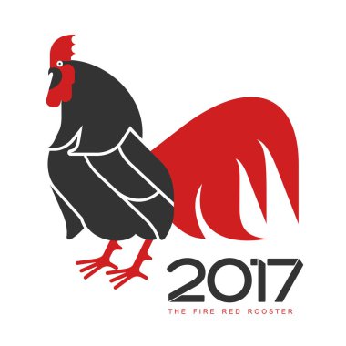 Kırmızı ateş horoz vektör çizim düz tarzı