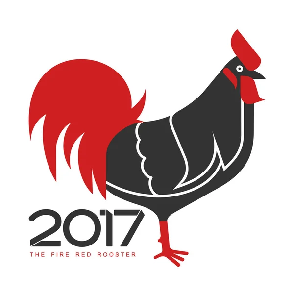 Red fire rooster vector illustration in flat style — Stock Vector