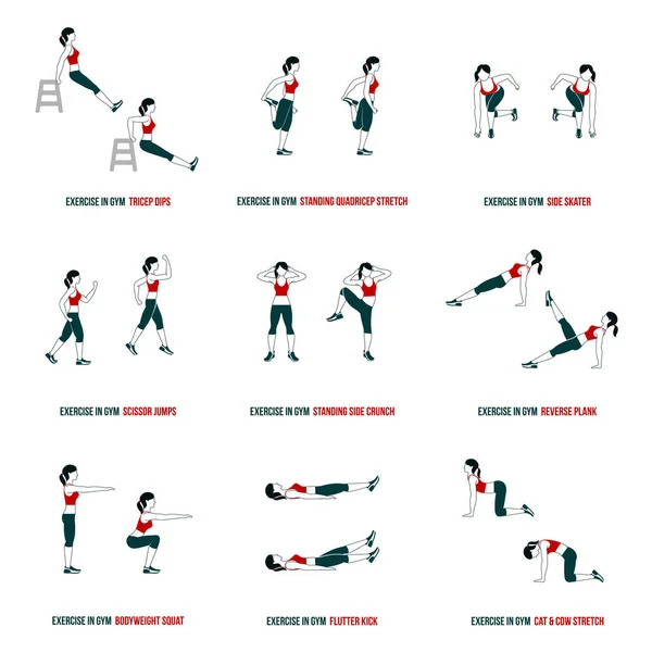 Aerobic and workout icons — Stock Vector