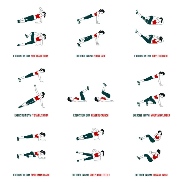 Ícones aeróbicos e de treino — Vetor de Stock